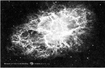 Изображение Крабовидной туманности, остатка вспышки сверхновой звезды в 1054 г., полученное с помощью Хаббловского космического телескопа.