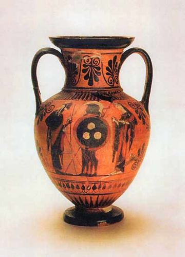 Амфора чернофигурная. Античная расписная керамика Греция. VI в.